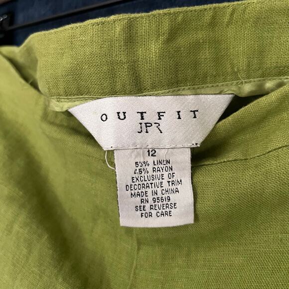 Outfit JPR Linen Blend Green Gem Ankle Lightweight Pants Womans Size‎ 12 - Picture 4 of 8